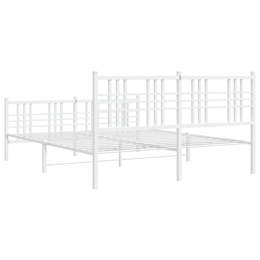 Bedframe met hoofd- en voeteneinde metaal wit 150x200 cm