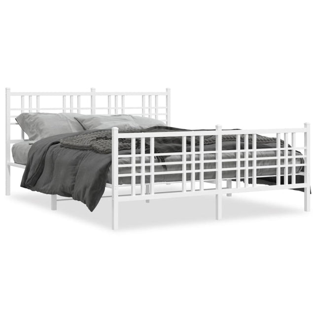 Bedframe met hoofd- en voeteneinde metaal wit 160x200 cm