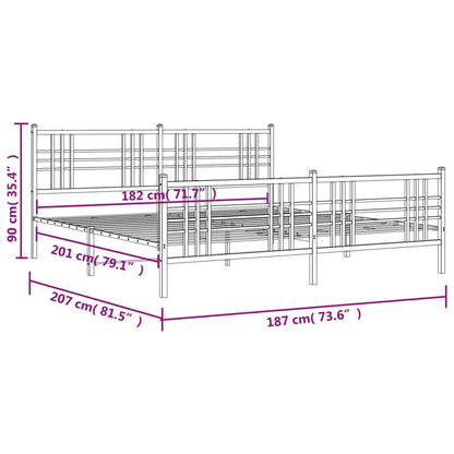 Bedframe met hoofd- en voeteneinde metaal wit 180x200 cm