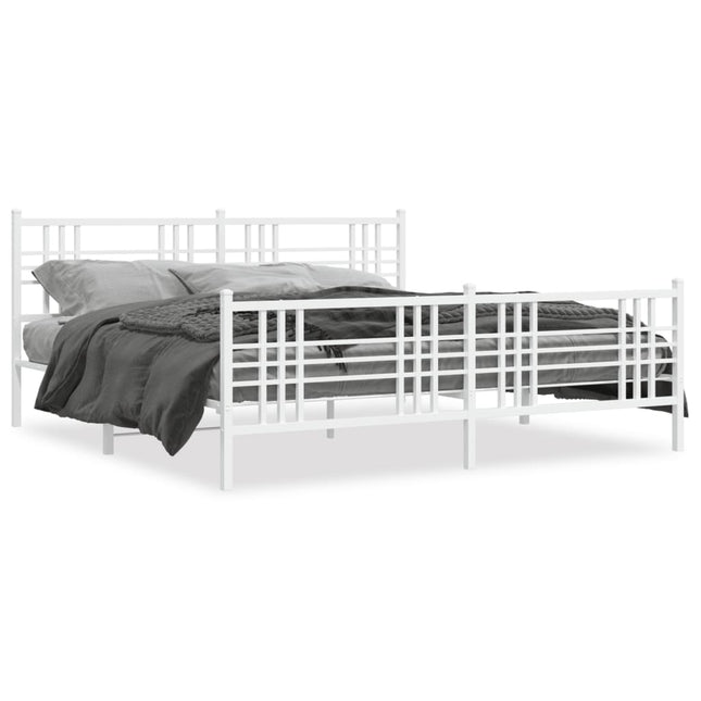 Bedframe met hoofd- en voeteneinde metaal wit 180x200 cm