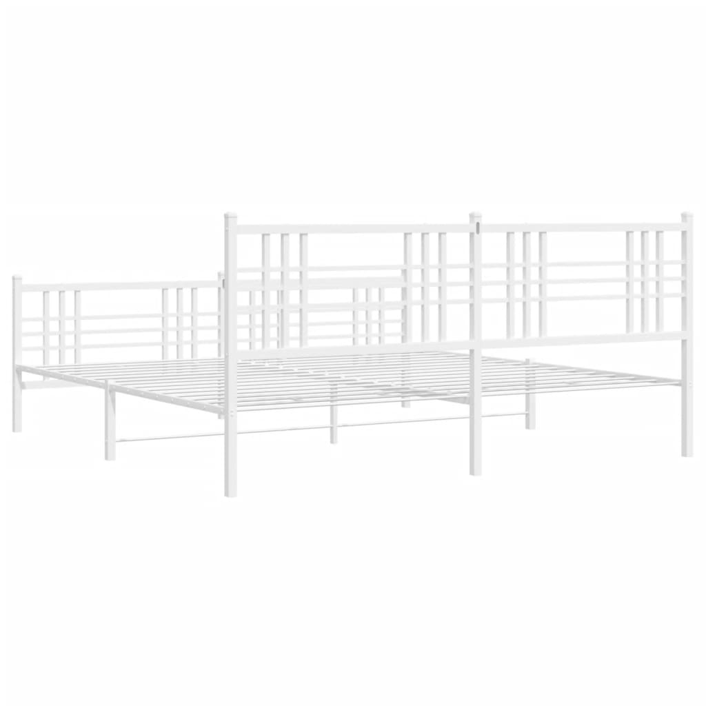 Bedframe met hoofd- en voeteneinde metaal wit 183x213 cm