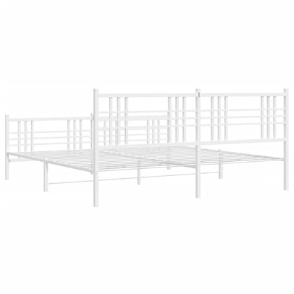 Bedframe met hoofd- en voeteneinde metaal wit 183x213 cm