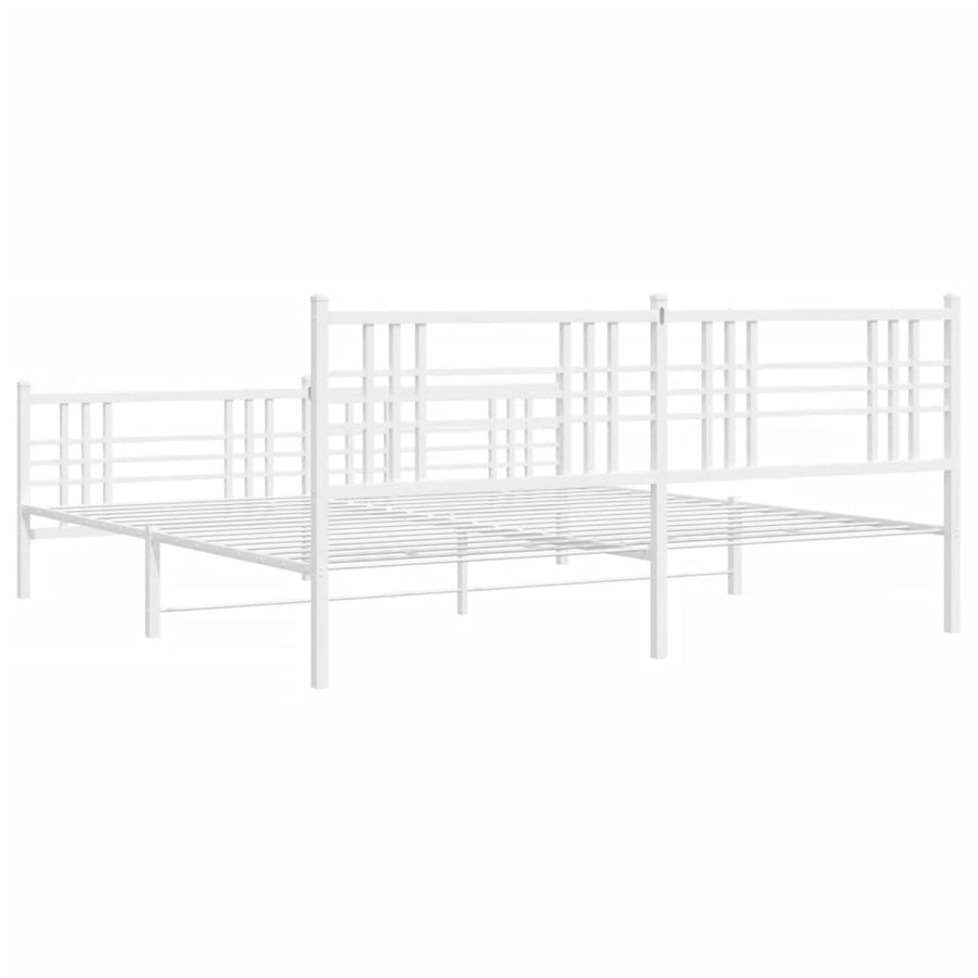 Bedframe met hoofd- en voeteneinde metaal wit 183x213 cm