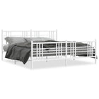 White Metal Bed Frame with Headboard and Footboard 183x213 cm