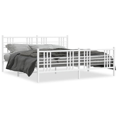 Bedframe met hoofd- en voeteneinde metaal wit 183x213 cm