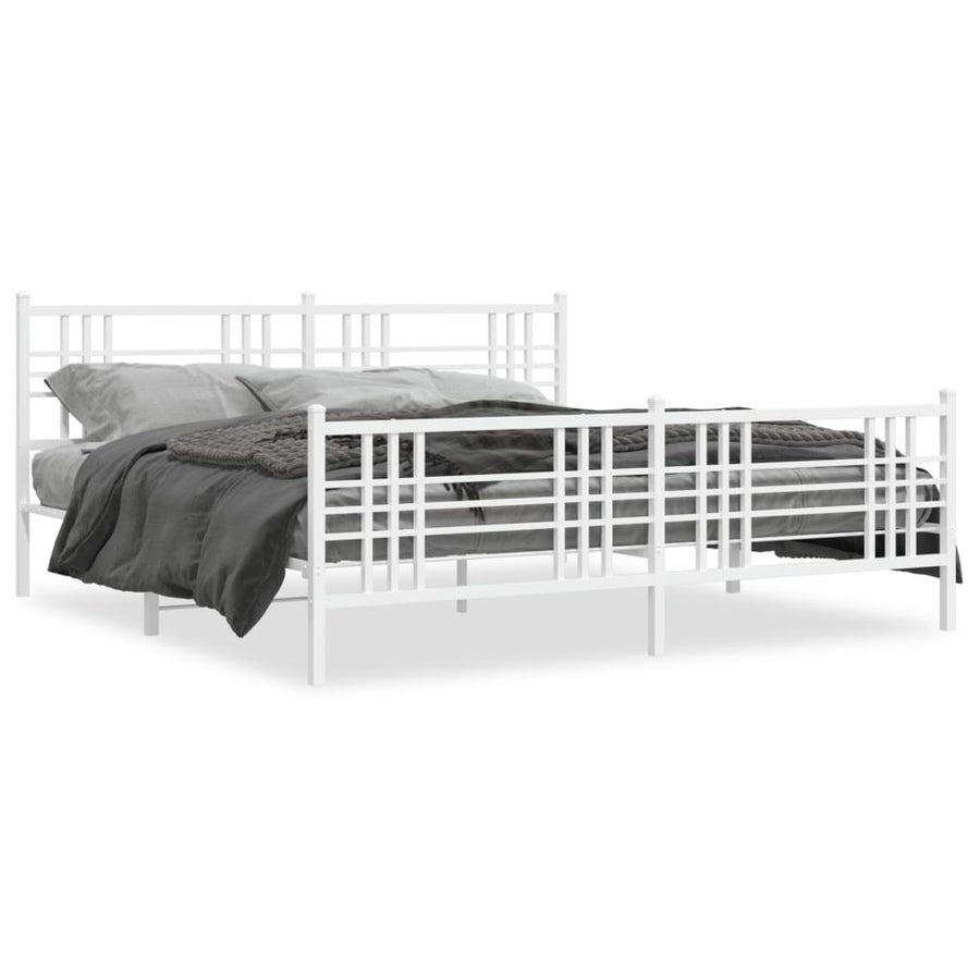 Bedframe met hoofd- en voeteneinde metaal wit 183x213 cm