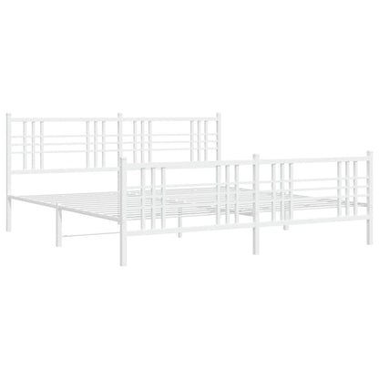 Bedframe met hoofd- en voeteneinde metaal wit 193x203 cm