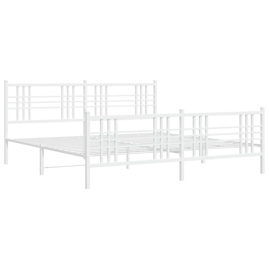 Bedframe met hoofd- en voeteneinde metaal wit 193x203 cm