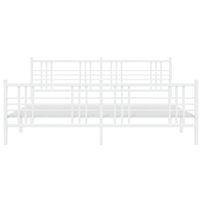 Bedframe met hoofd- en voeteneinde metaal wit 193x203 cm