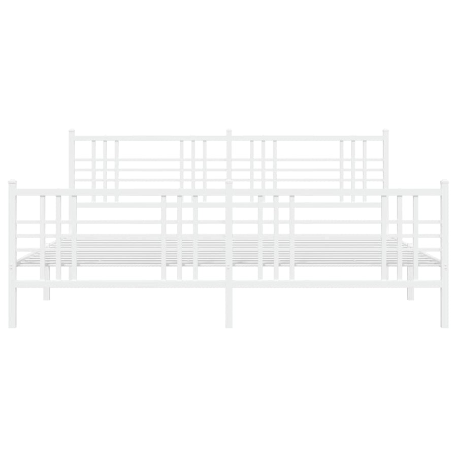 Bedframe met hoofd- en voeteneinde metaal wit 193x203 cm