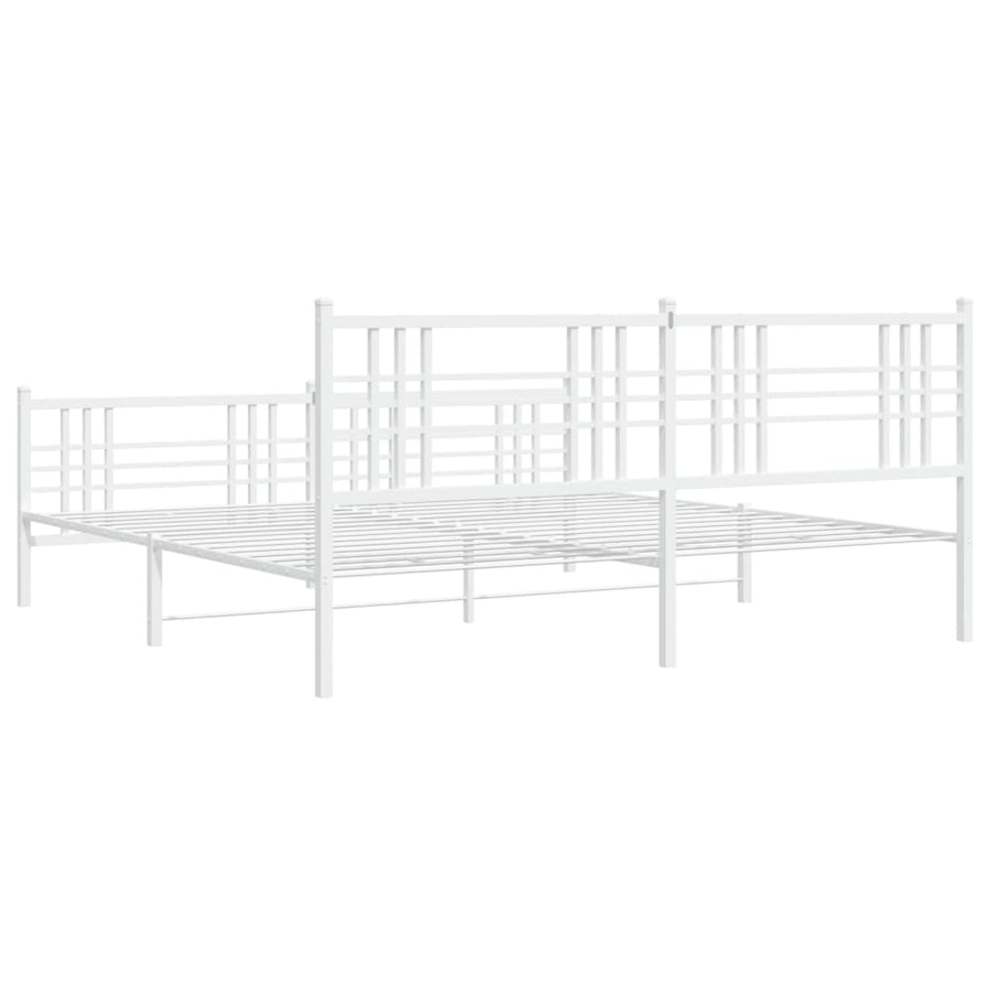 Bedframe met hoofd- en voeteneinde metaal wit 193x203 cm