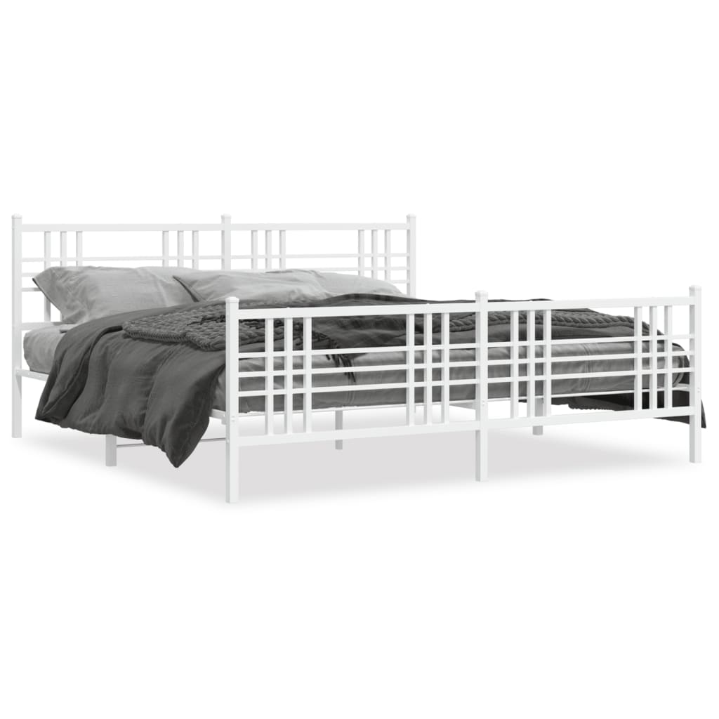 Bedframe met hoofd- en voeteneinde metaal wit 193x203 cm
