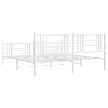 Bedframe met hoofd- en voeteneinde metaal wit 200x200 cm
