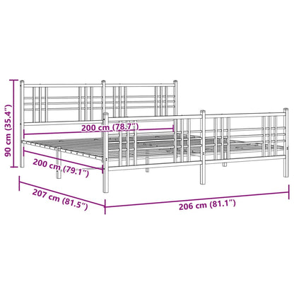 Bedframe met hoofd- en voeteneinde metaal wit 200x200 cm