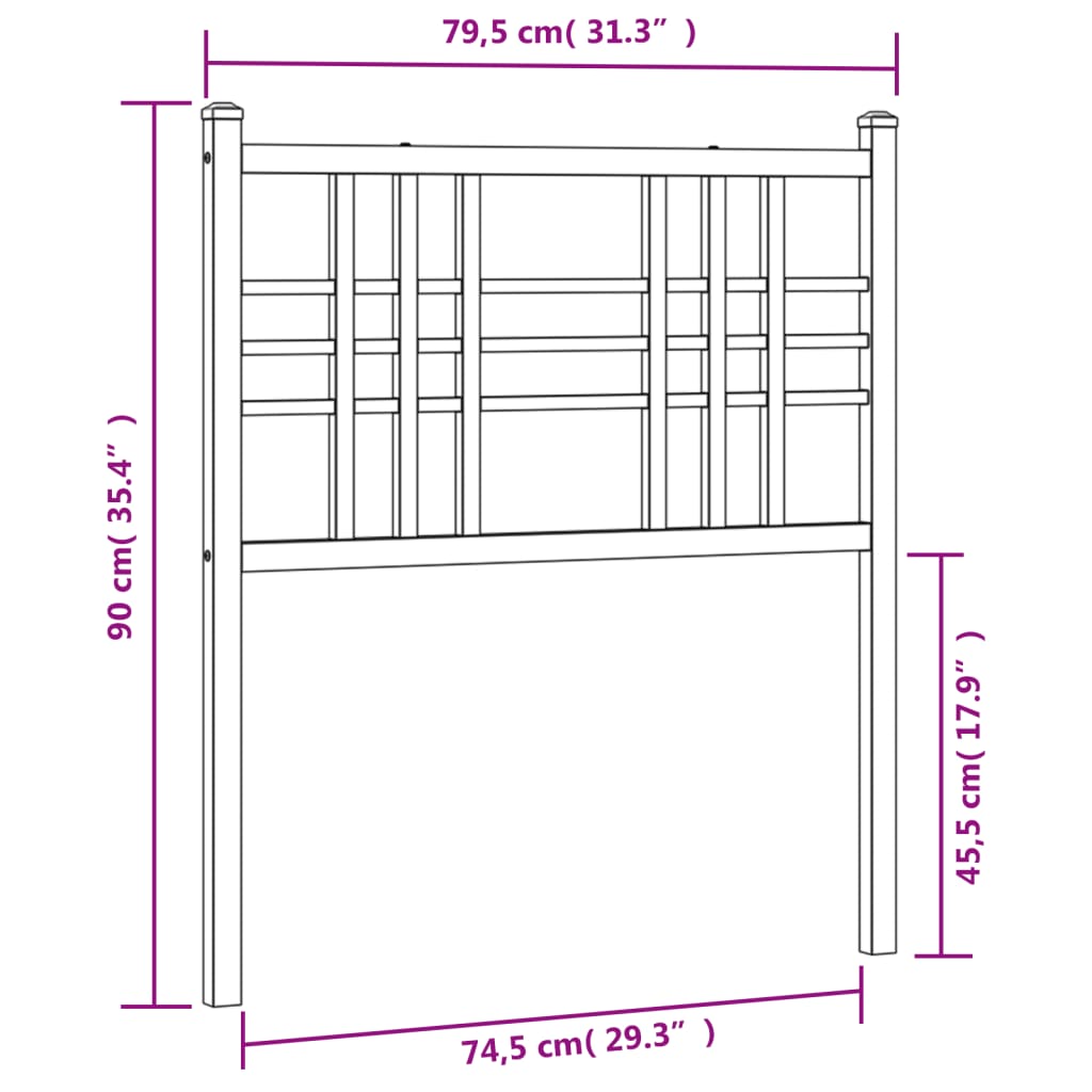 Hoofdbord 75 cm metaal wit
