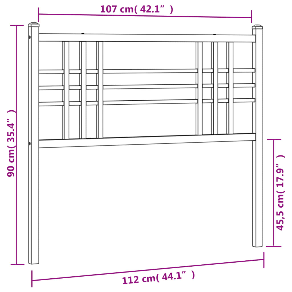 Hoofdbord 107 cm metaal wit