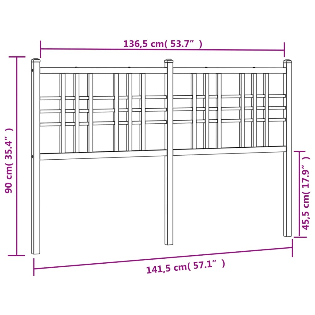 Hoofdbord 137 cm metaal wit