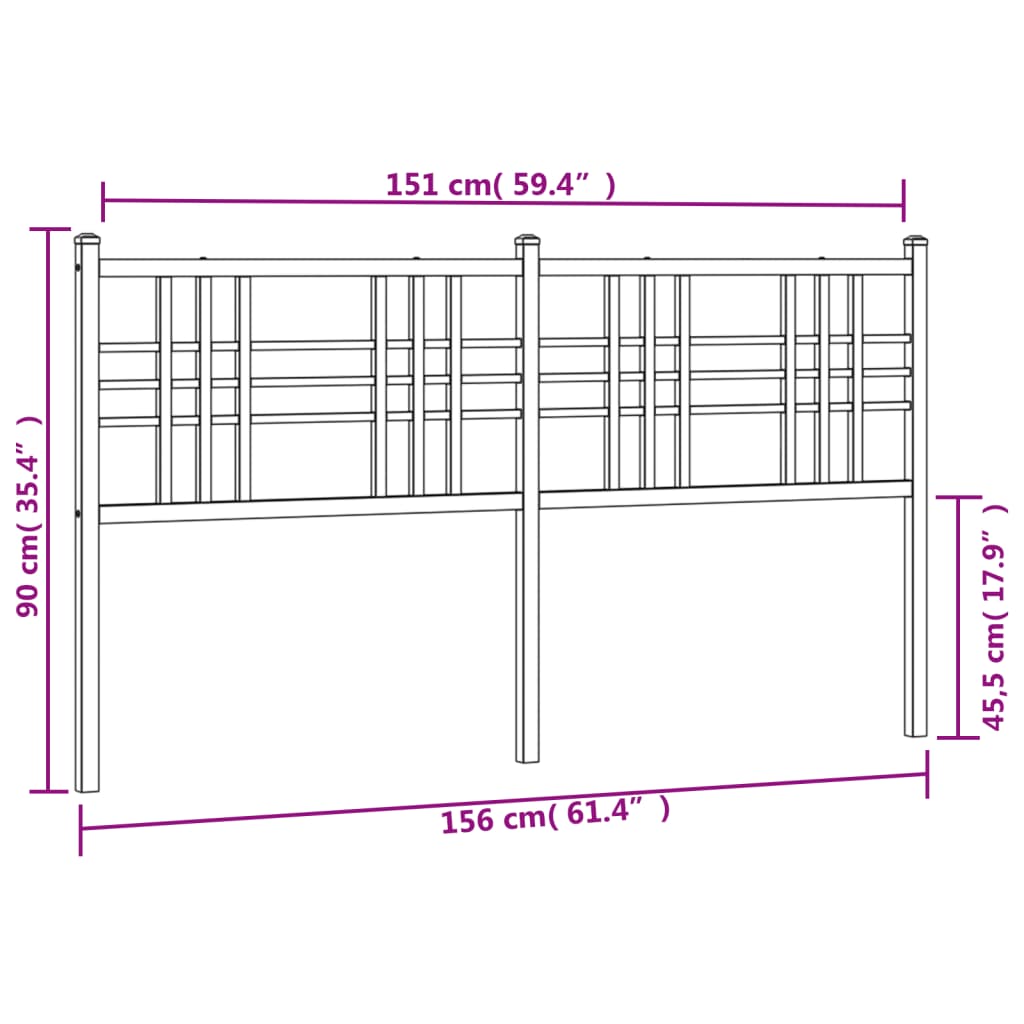 Hoofdbord 150 cm metaal wit