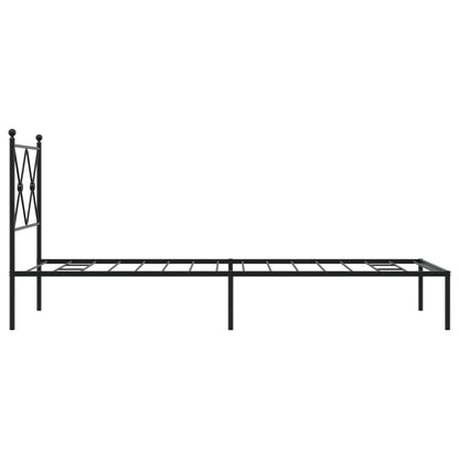 Bedframe met hoofdbord metaal zwart 75x190 cm