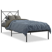 Bedframe metaal zwart 75x190 cm met hoofdbord