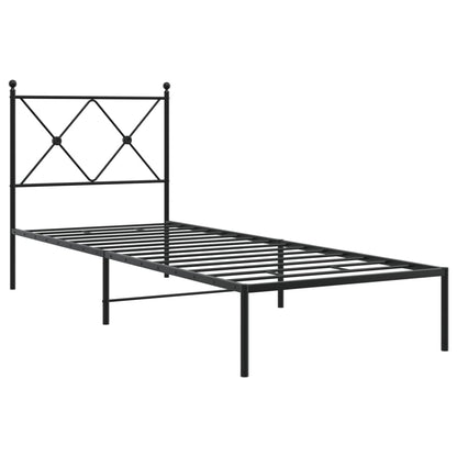 Bedframe met hoofdbord metaal zwart 80x200 cm