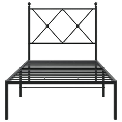 Bedframe met hoofdbord metaal zwart 80x200 cm