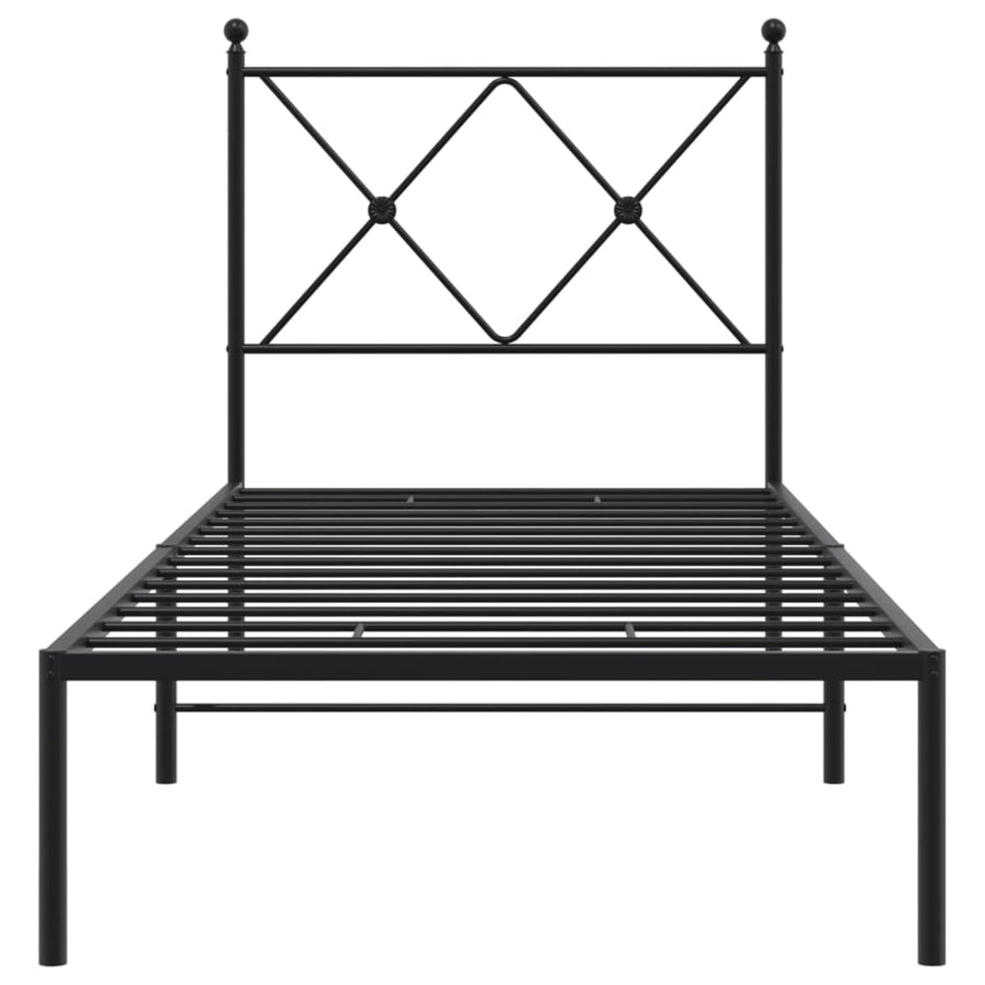 Bedframe met hoofdbord metaal zwart 80x200 cm