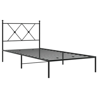Bedframe met hoofdbord metaal zwart 90x190 cm