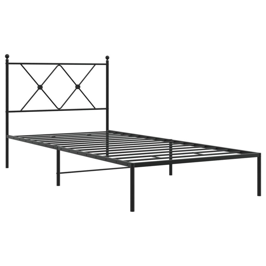 Bedframe met hoofdbord metaal zwart 90x190 cm