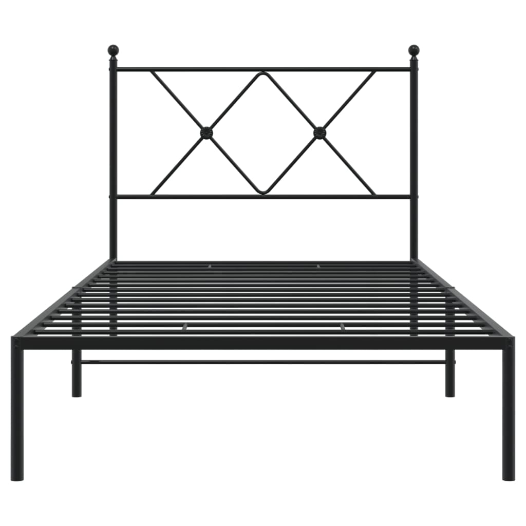 Bedframe met hoofdbord metaal zwart 90x190 cm