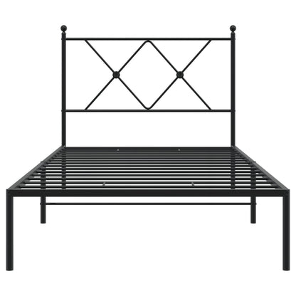 Bedframe met hoofdbord metaal zwart 90x190 cm