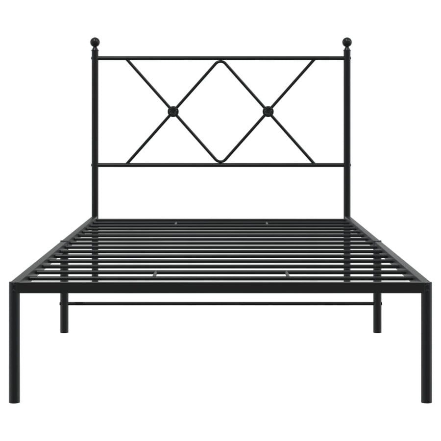 Bedframe met hoofdbord metaal zwart 90x190 cm