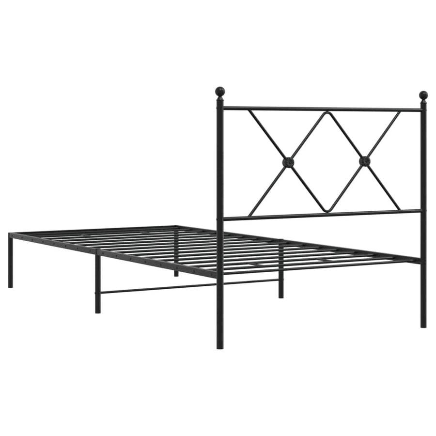 Bedframe met hoofdbord metaal zwart 90x190 cm