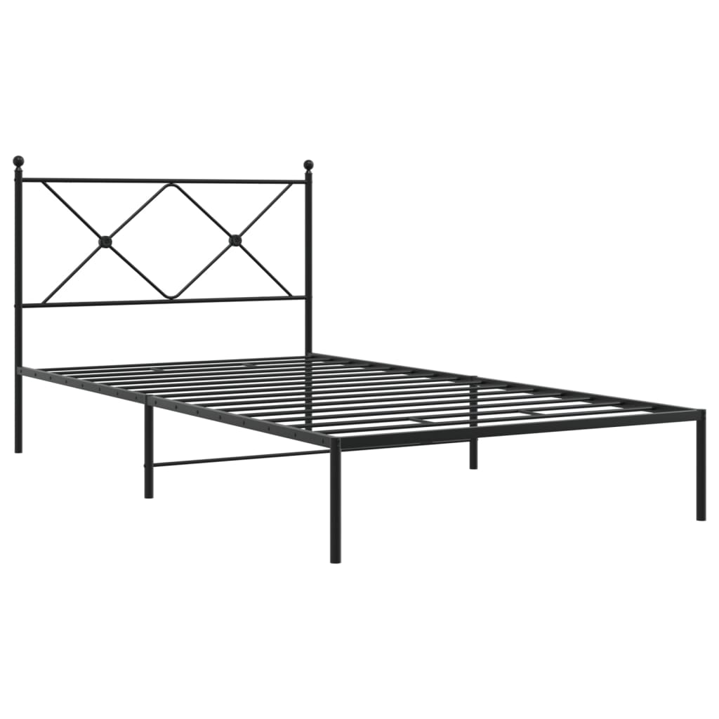 Bedframe met hoofdbord metaal zwart 100x190 cm