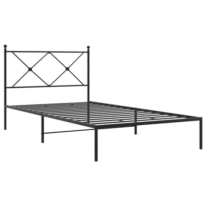 Bedframe met hoofdbord metaal zwart 100x190 cm