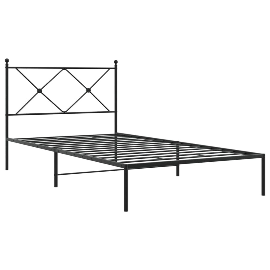 Bedframe met hoofdbord metaal zwart 100x190 cm