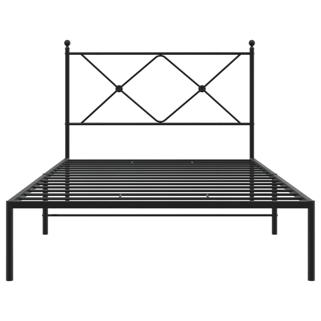 Bedframe met hoofdbord metaal zwart 100x190 cm
