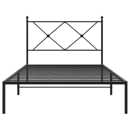 Bedframe met hoofdbord metaal zwart 100x190 cm