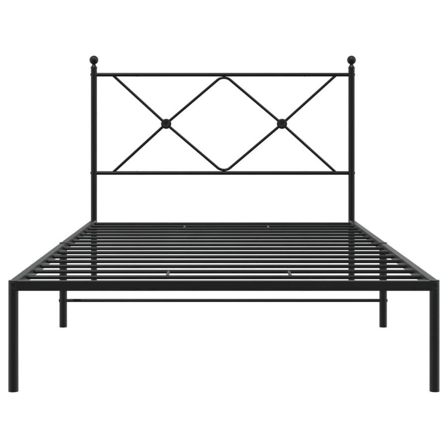 Bedframe met hoofdbord metaal zwart 100x190 cm