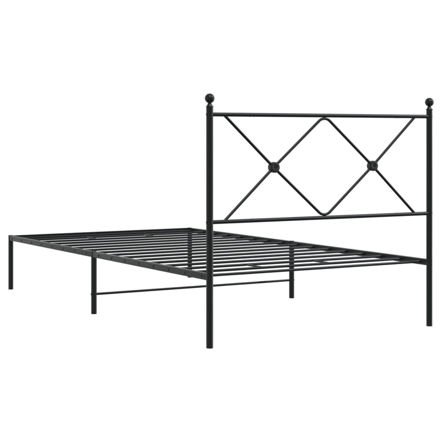 Bedframe met hoofdbord metaal zwart 100x190 cm