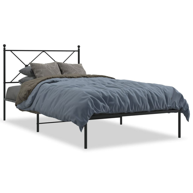 Bedframe met hoofdbord metaal zwart 100x190 cm