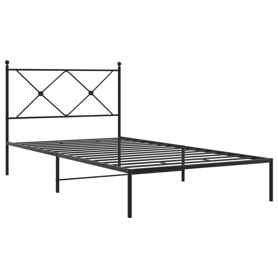 Bedframe met hoofdbord metaal zwart 100x200 cm