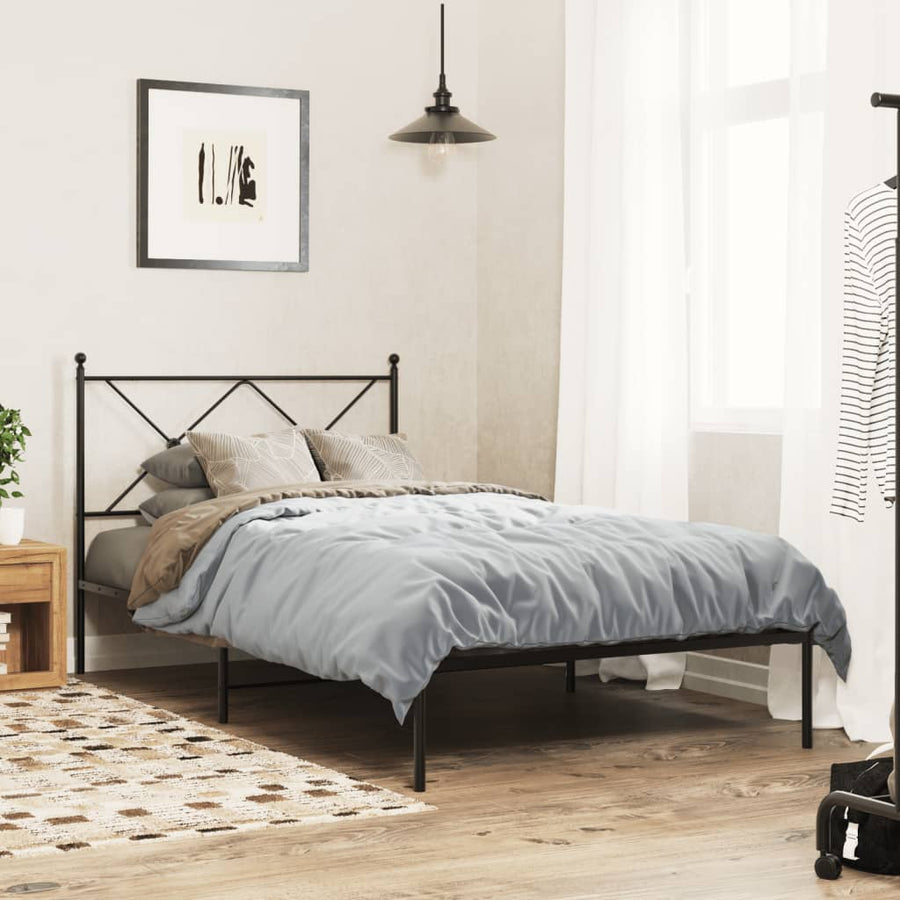 Bedframe met hoofdbord metaal zwart 100x200 cm