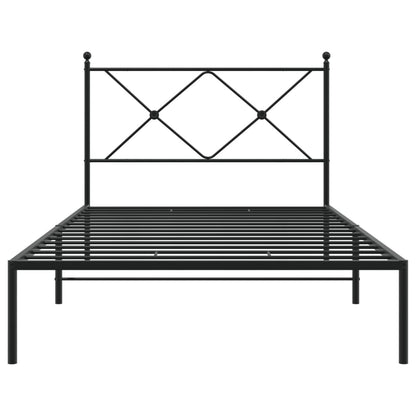 Bedframe met hoofdbord metaal zwart 100x200 cm