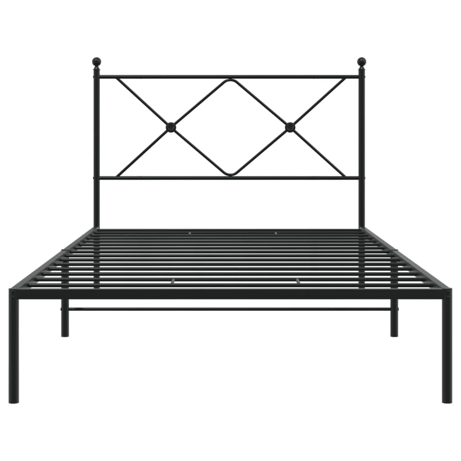 Bedframe met hoofdbord metaal zwart 100x200 cm