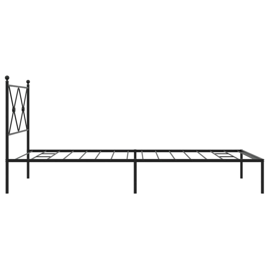 Bedframe met hoofdbord metaal zwart 100x200 cm