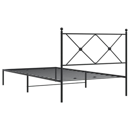 Bedframe met hoofdbord metaal zwart 100x200 cm