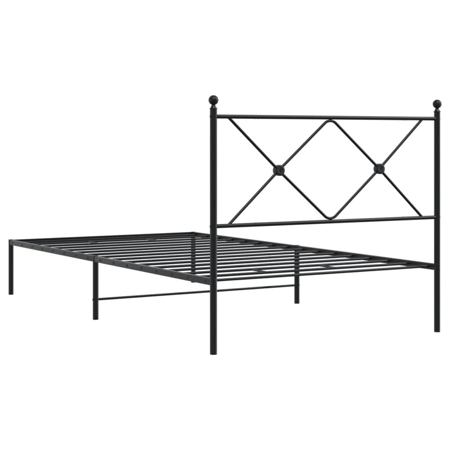 Bedframe met hoofdbord metaal zwart 100x200 cm