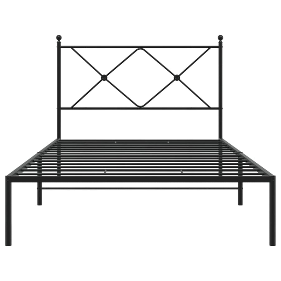 Bedframe met hoofdbord metaal zwart 107x203 cm
