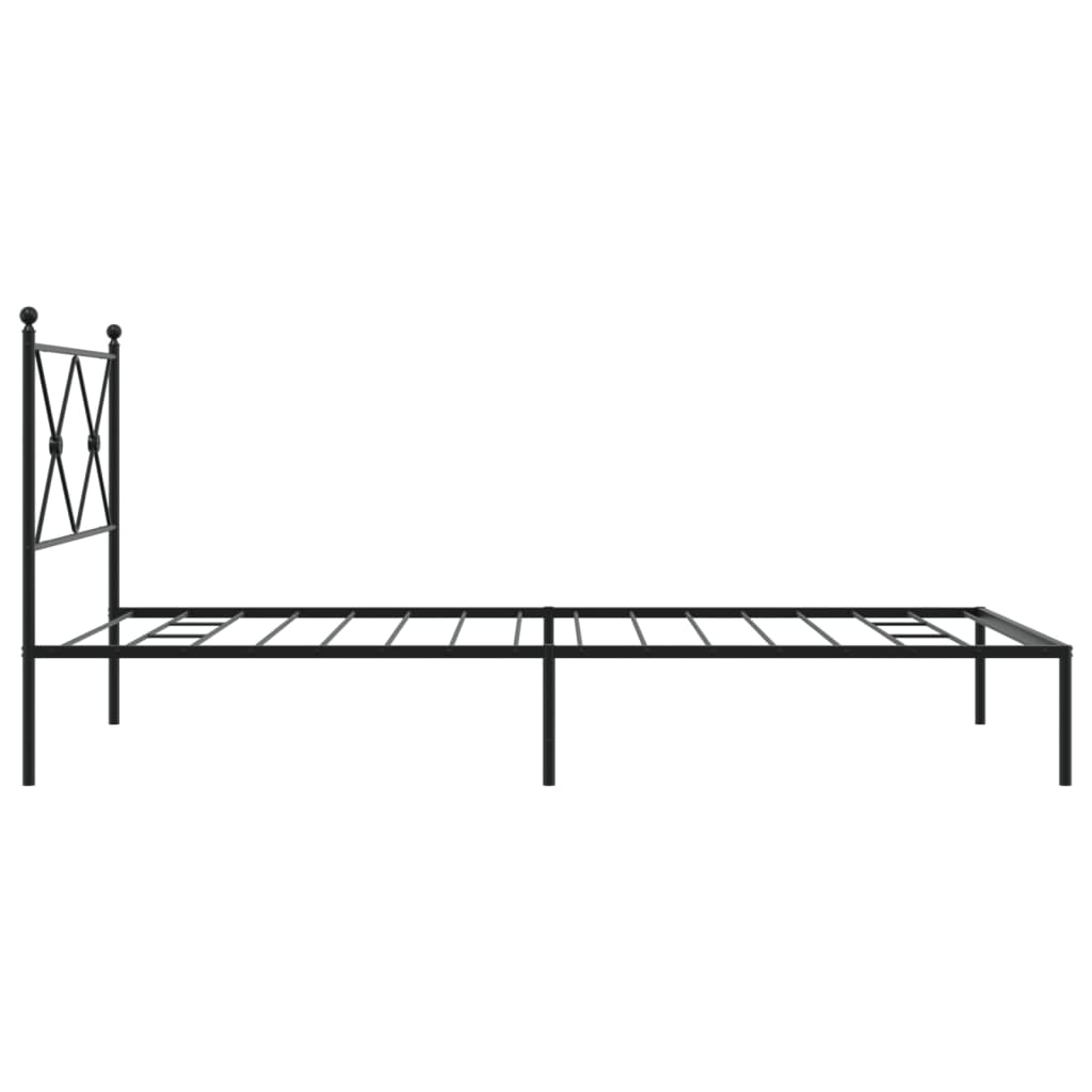 Bedframe met hoofdbord metaal zwart 107x203 cm